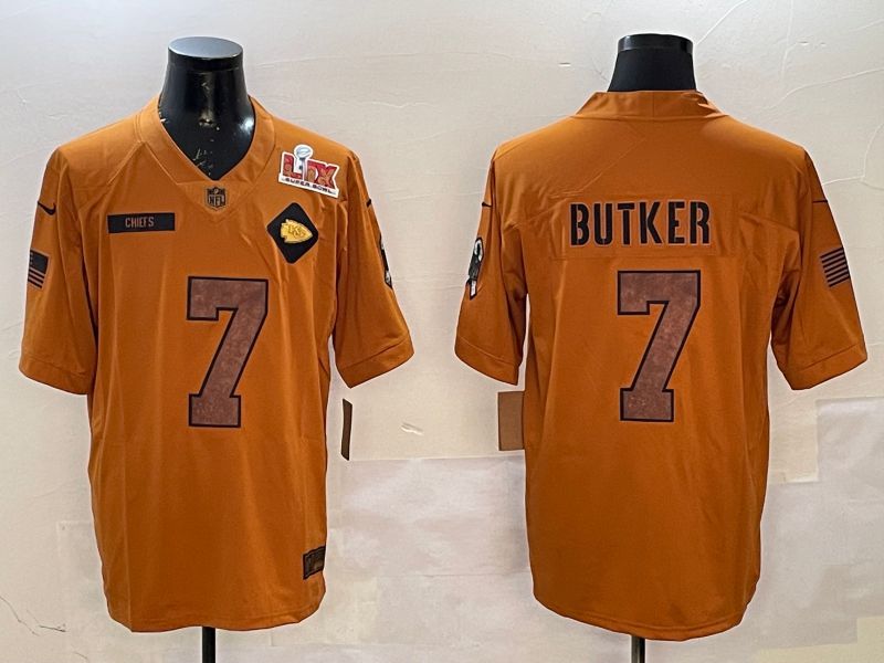 Men Kansas City Chiefs #7 Butker Yellow 2025 Nike Salute to Service Limited NFL Jersey style 3
